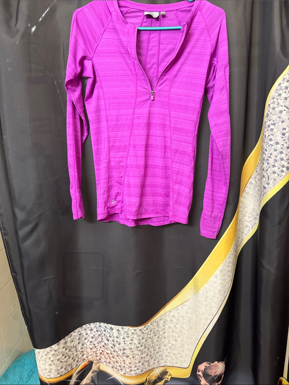 Athleta Magenta Half-Zip Long-Sleeve Top